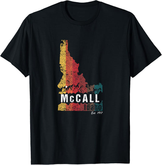 McCall Idaho ID Retro State Map Payette Lake Souvenir T-Shirt - T-Shirt | Black