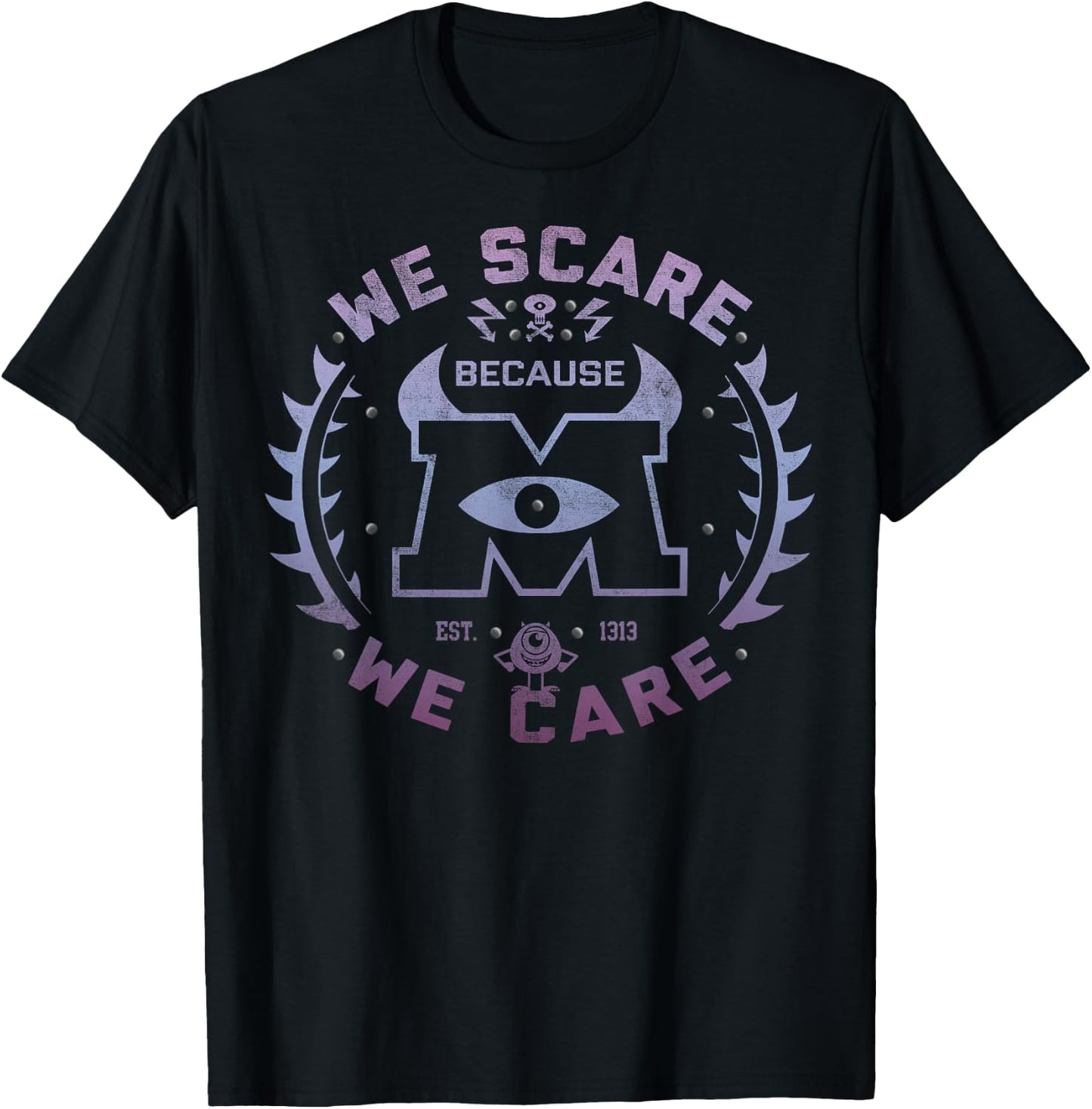 Disney Pixar Monsters Inc. We Scare Because We Care Logo T-Shirt - T-Shirt | Black