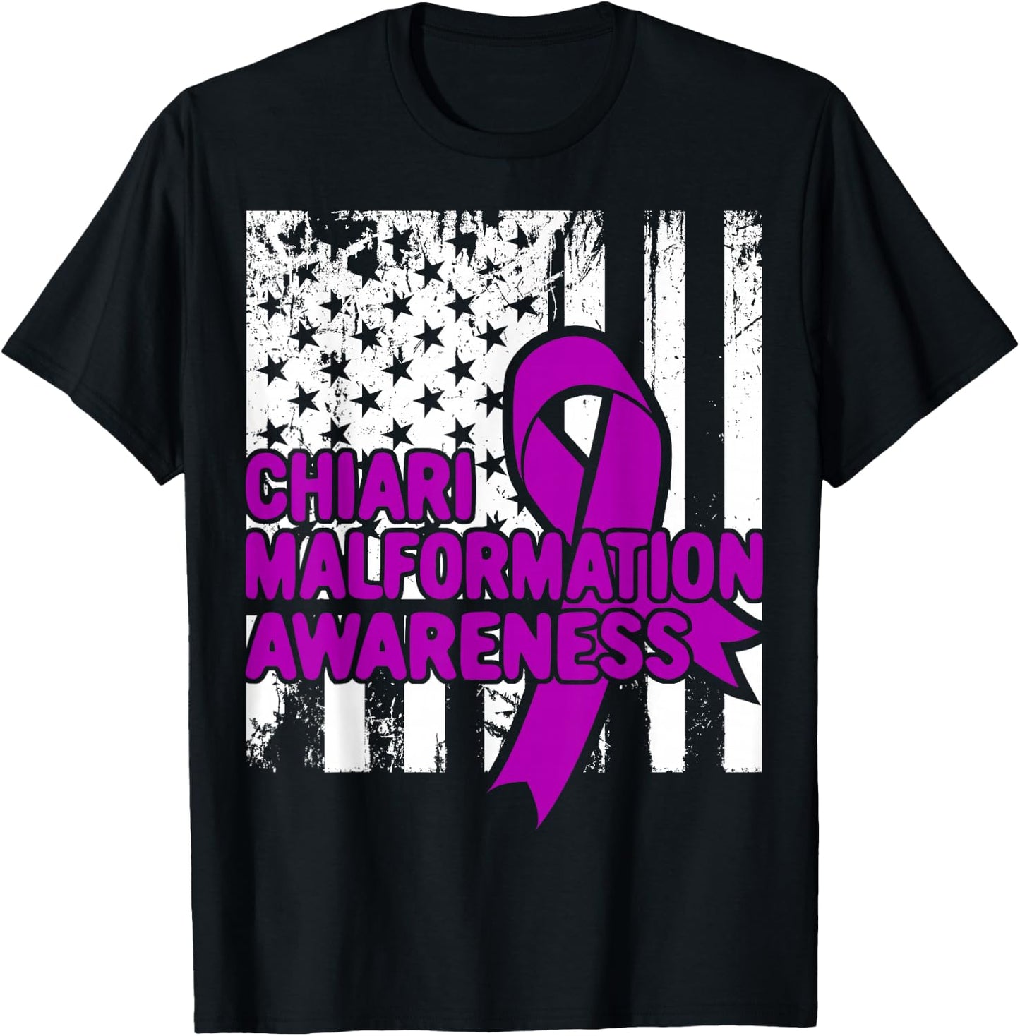American Flag Shirt - Chiari Malformation Awareness T-Shirt - T-Shirt | Black