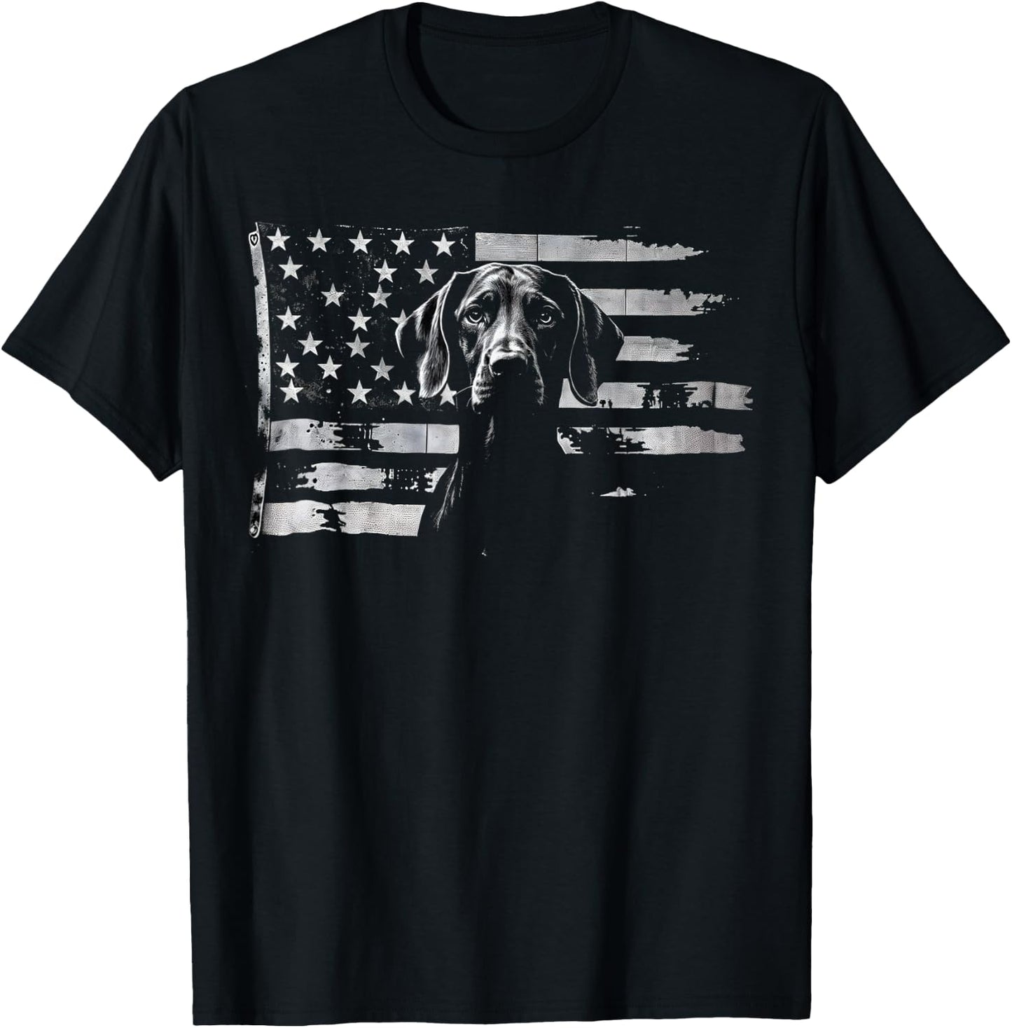 Patriotic German Shorthaired Pointer American Flag GSP Dog T-Shirt - T-Shirt | Black