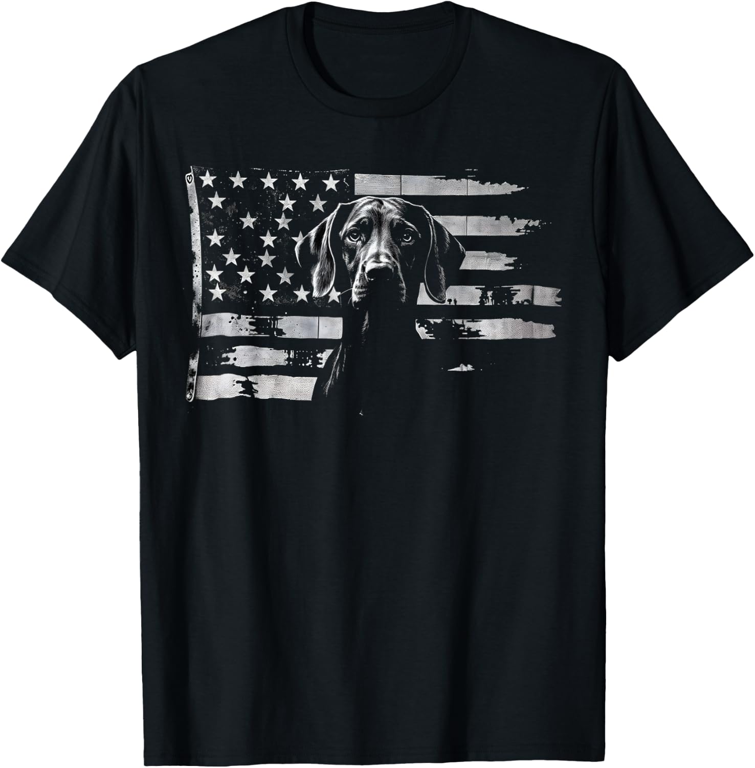 Patriotic German Shorthaired Pointer American Flag GSP Dog T-Shirt - T-Shirt | Black