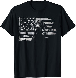 Patriotic German Shorthaired Pointer American Flag GSP Dog T-Shirt - T-Shirt | Black