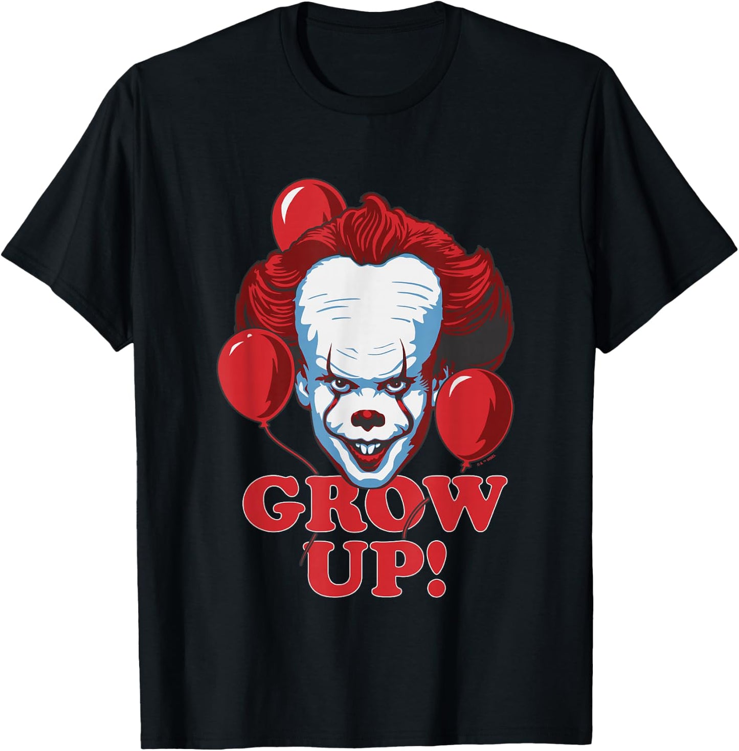 IT: Chapter Two Pennywise Grow Up! Red Balloons Chest Logo T-Shirt - T-Shirt | Black