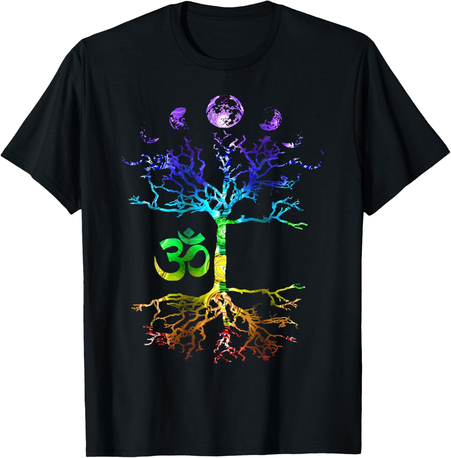 Phases of The Moon Tree of Life Om Chakra Gift Small T-Shirt - T-Shirt | Black