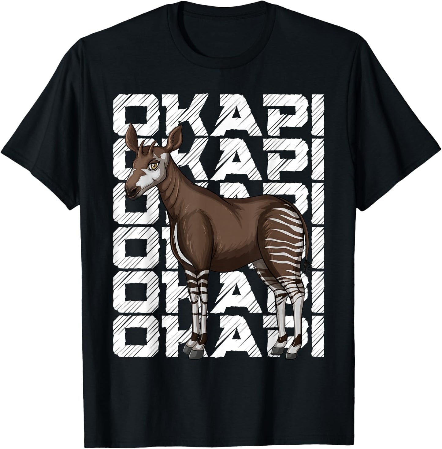 Okapi Illustration with Okapi T-Shirt - T-Shirt | Black