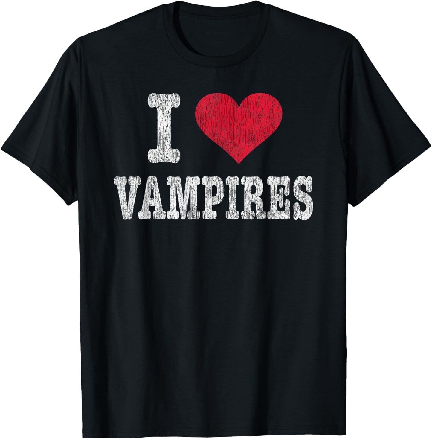 Vintage I Love Vampires T Shirt Trendy Gift T-Shirt - T-Shirt | Black