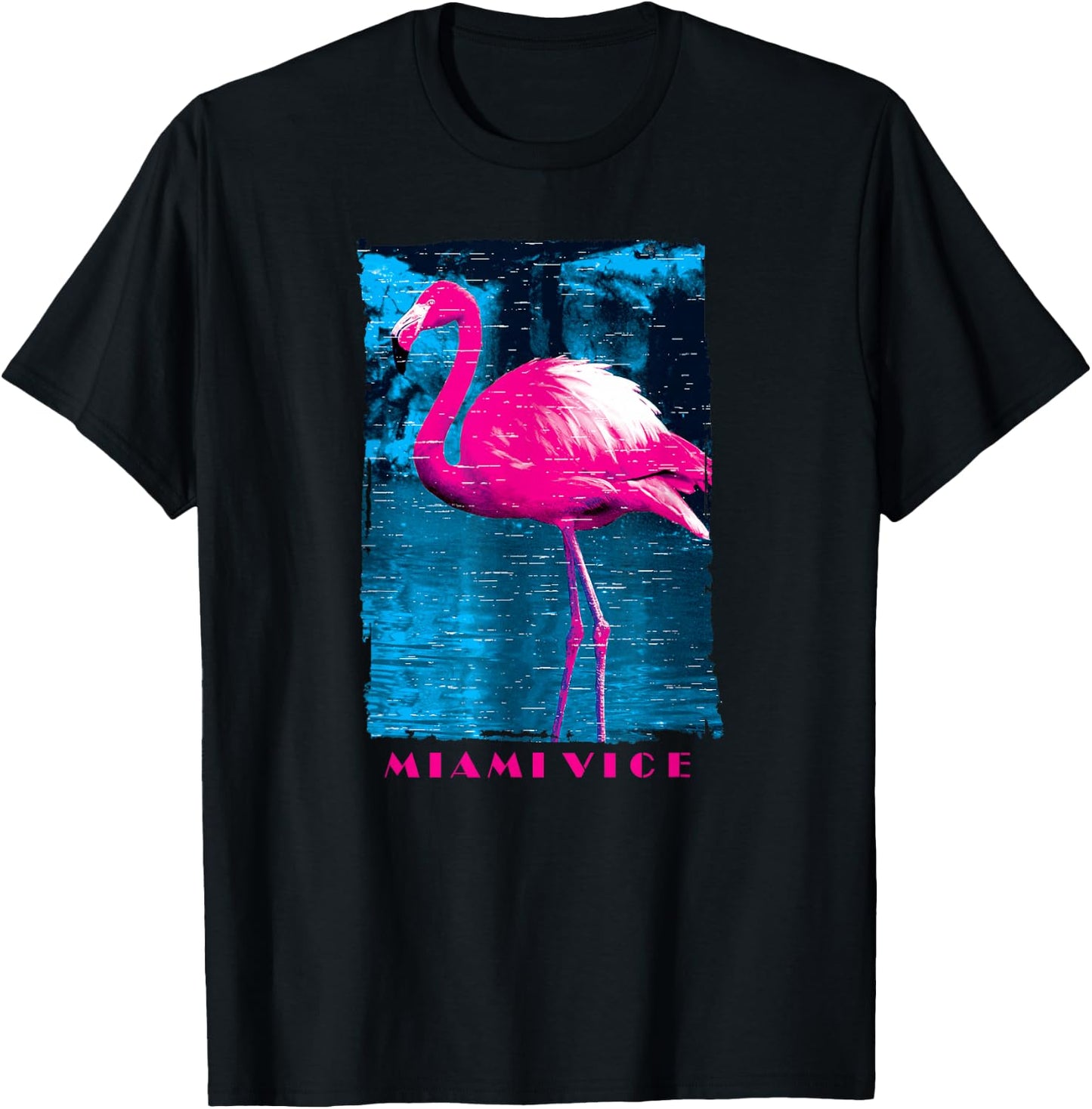 Miami Vice Original Pink Flamingo T-Shirt - T-Shirt | Black