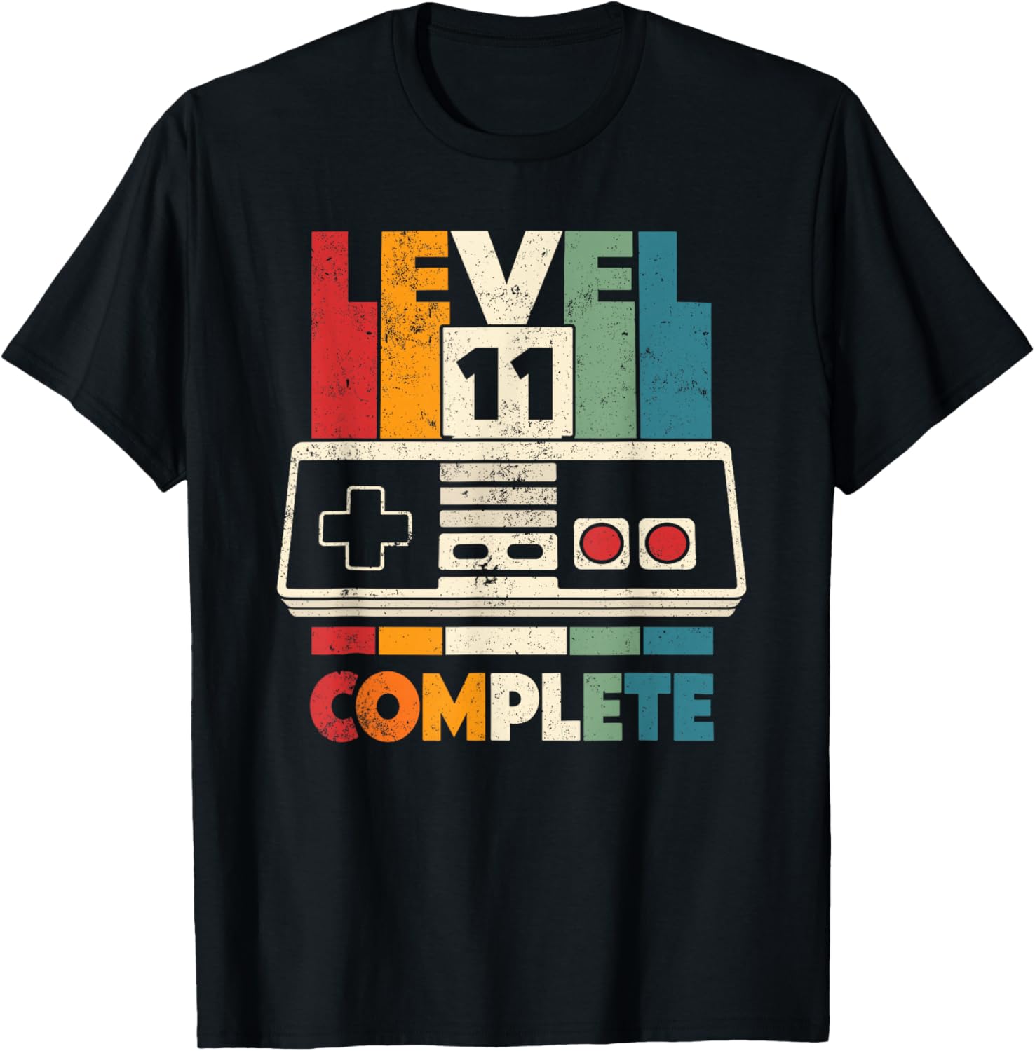 11th Wedding Anniversary Him Her Vintage Level 11 Complete T-Shirt - T-Shirt | Black