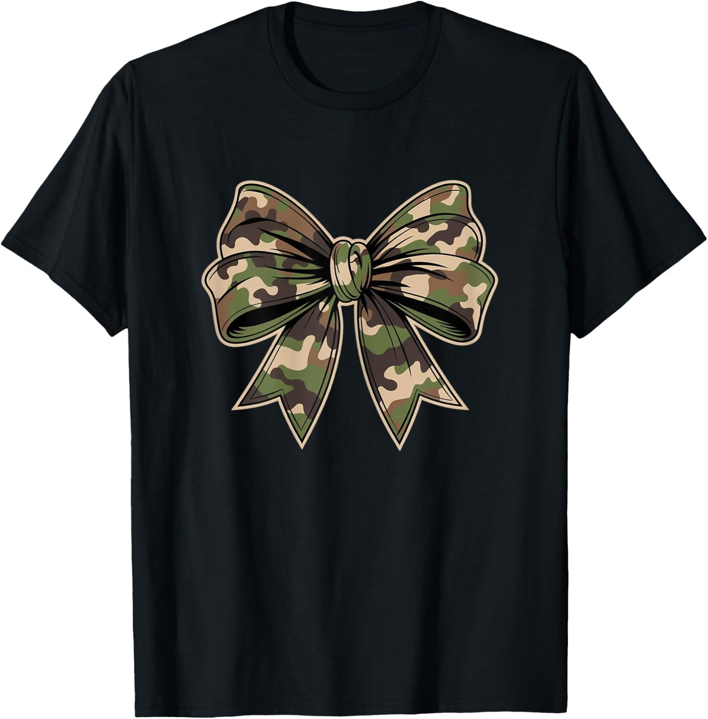 Camouflage Old Camo Bow Camo Coquette Bow Hunting Women Girl T-Shirt - T-Shirt | Black