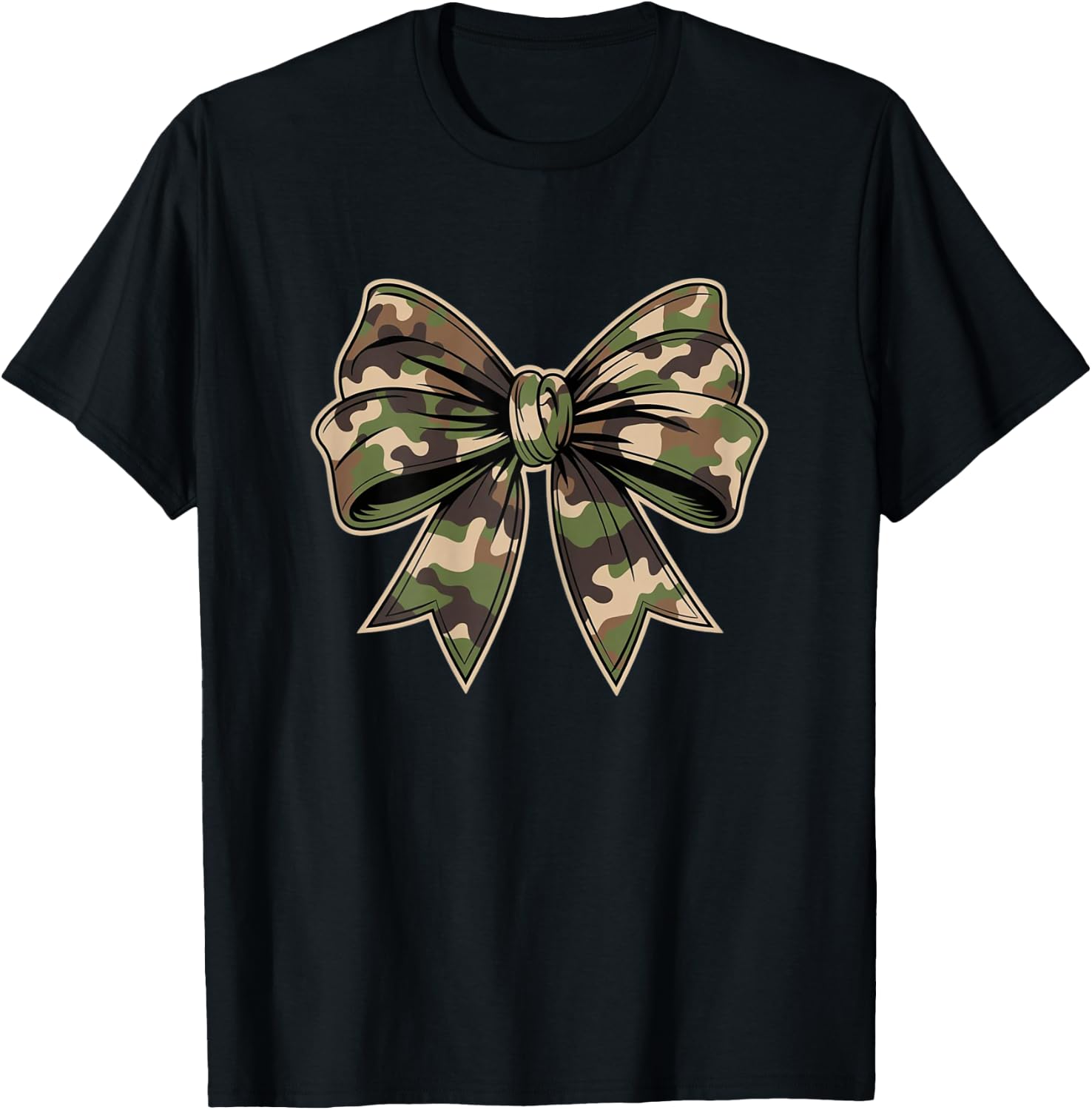 Camouflage Old Camo Bow Camo Coquette Bow Hunting Women Girl T-Shirt - T-Shirt | Black