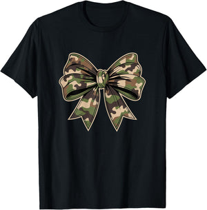 Camouflage Old Camo Bow Camo Coquette Bow Hunting Women Girl T-Shirt - T-Shirt | Black