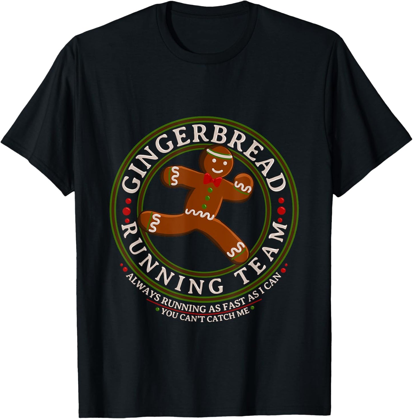 Christmas Gingerbread Running Team T-Shirt - T-Shirt | Black