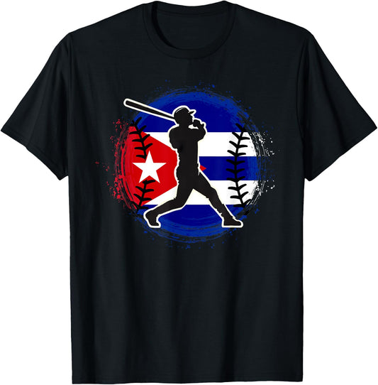 Baseball Pitcher Cuba Flag Cuban Softball Player T-Shirt - T-Shirt | Black