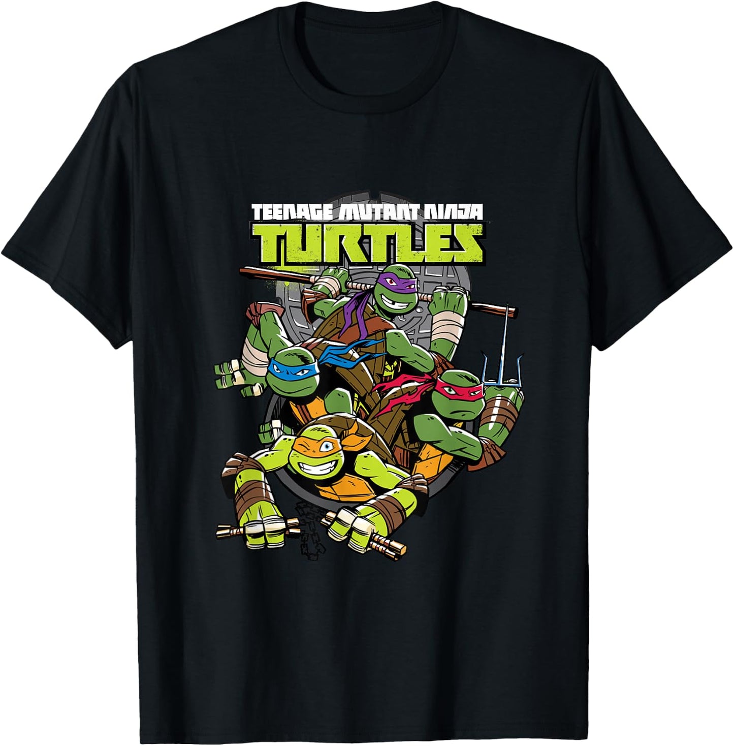 TMNT Popping Out Of Sewer T-Shirt - T-Shirt | Black