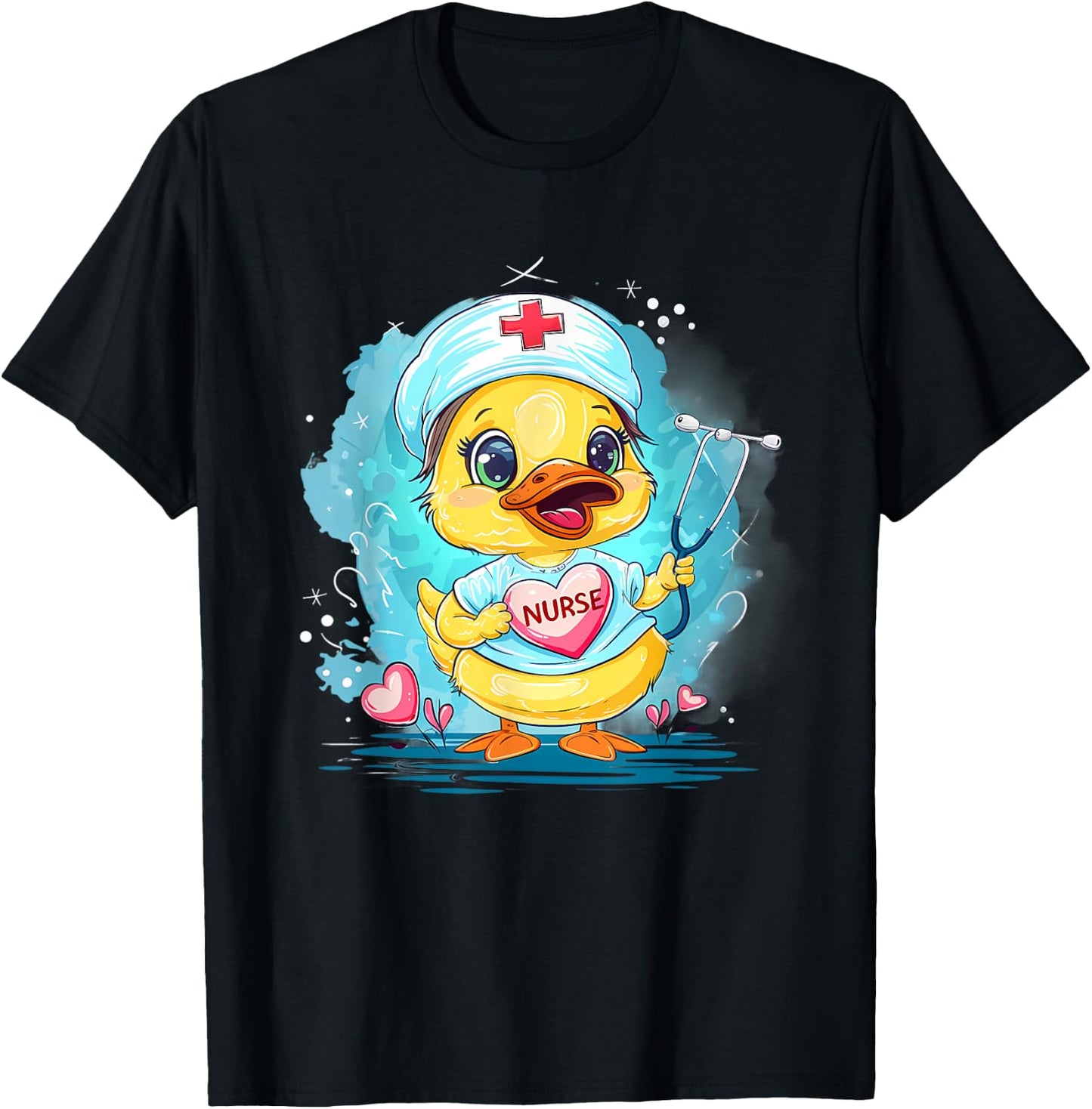 Rubber Duck Nurse Stethoscope Nursing Rubber Duck Lover T-Shirt - T-Shirt | Black