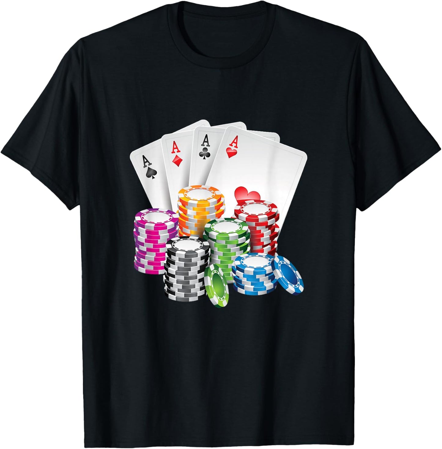 Poker Gambling Card Chips Casino Poker Holdem T-Shirt - T-Shirt | Black