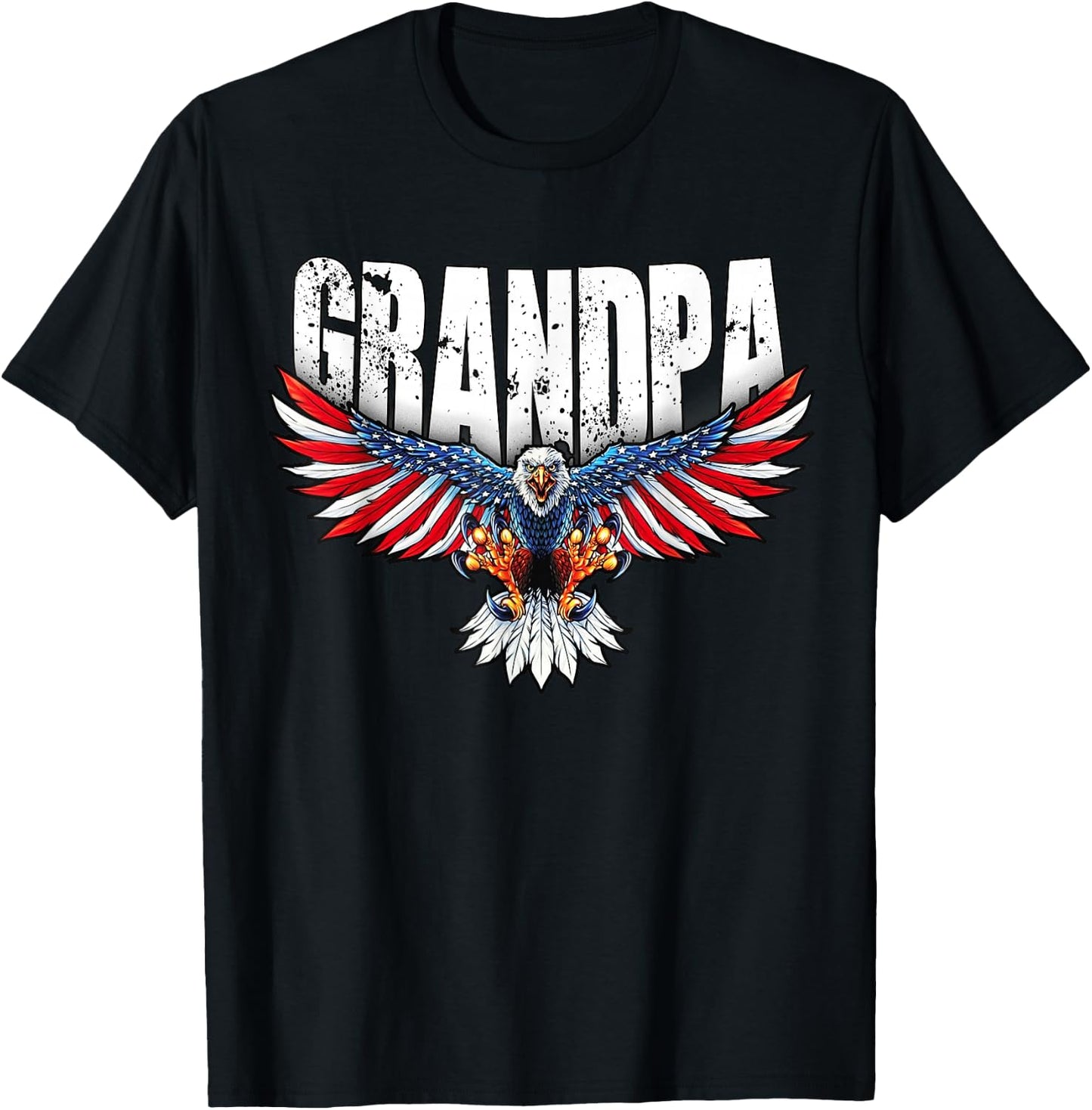 Grandpa Vintage USA Flag Bald Eagle Patriotic 4th of July T-Shirt - T-Shirt | Black