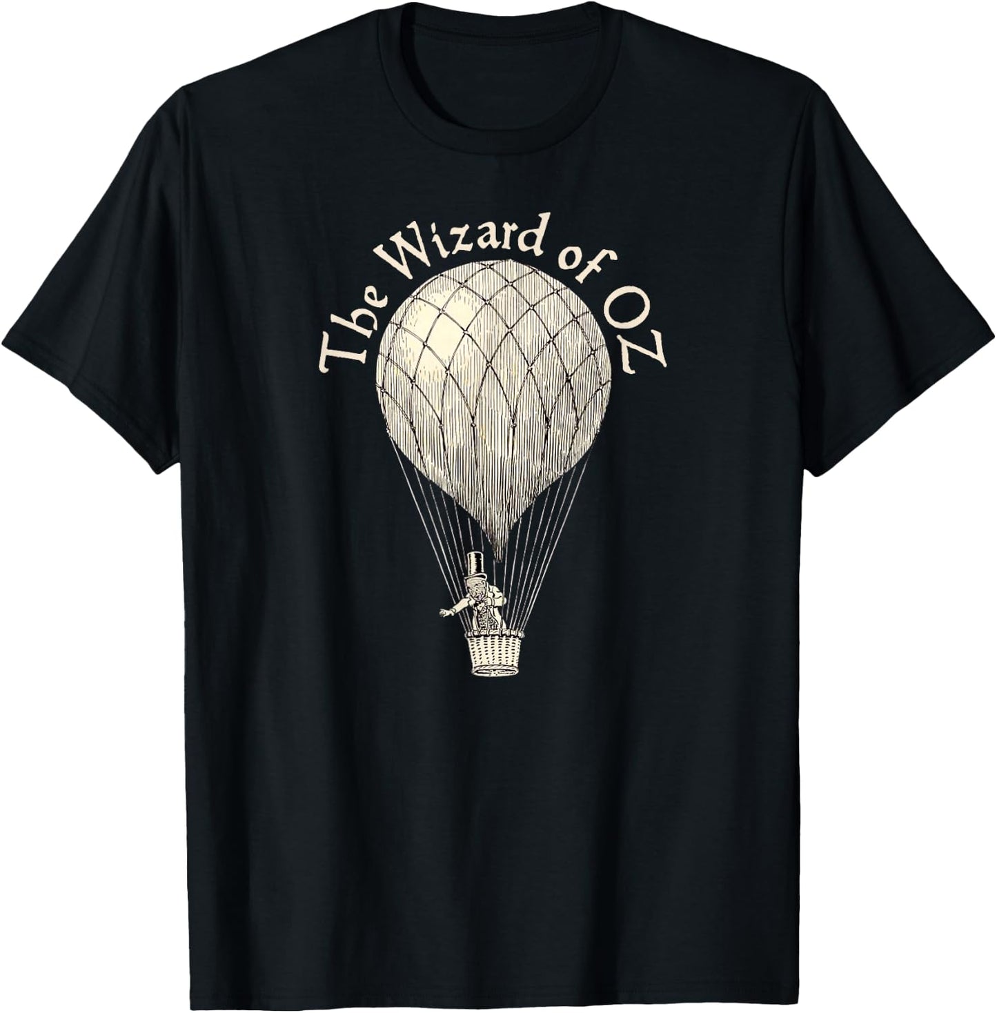 Vintage Wizard of OZ Wizard Art Retro Hot Air Balloon T-Shirt - T-Shirt | Black