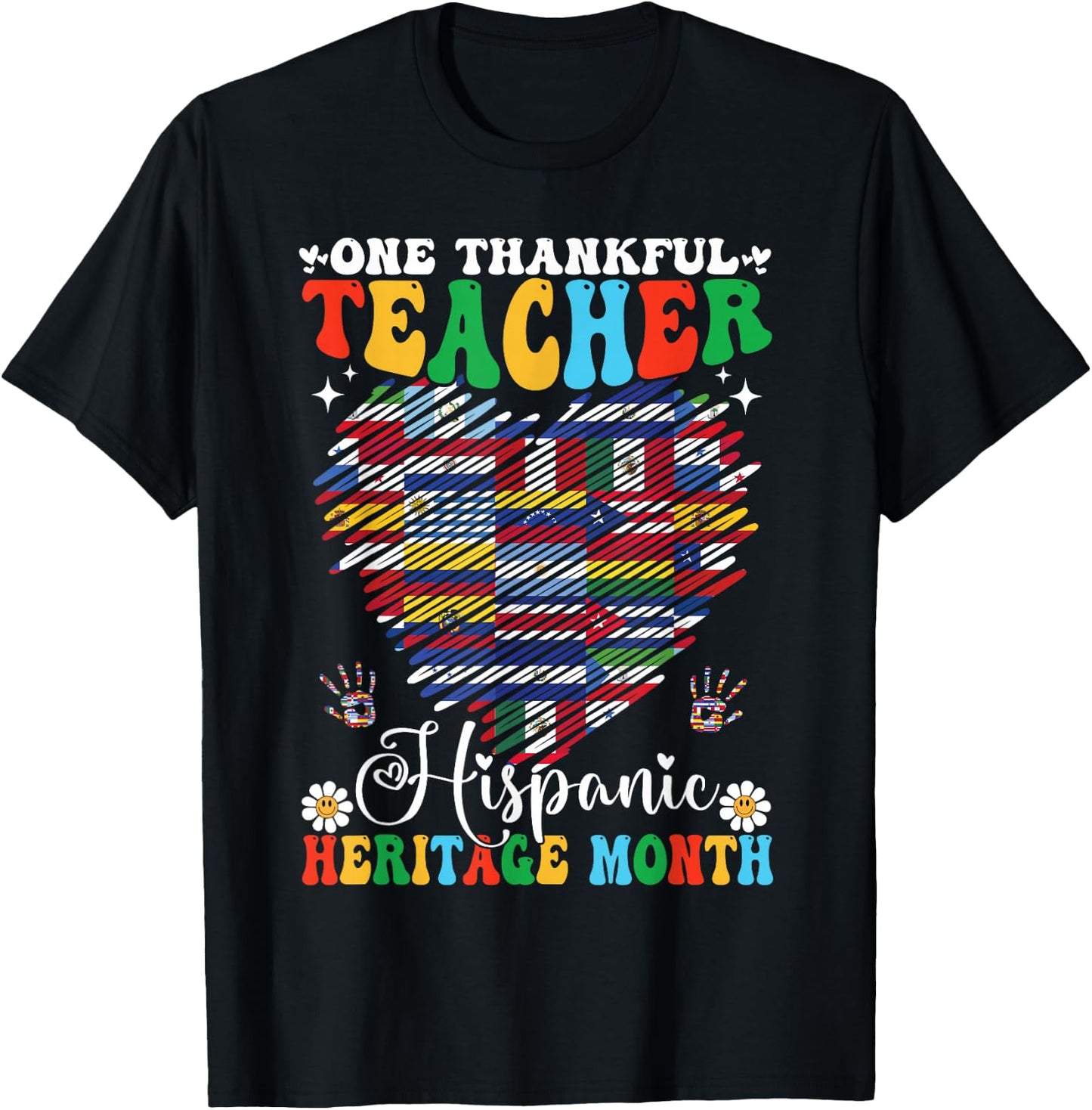 One Thankful Teacher Hispanic Heritage Month 2025 Countries T-Shirt - T-Shirt | Black