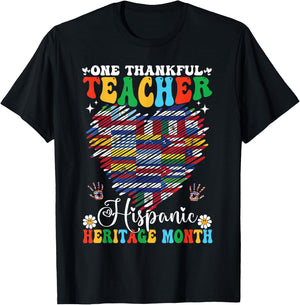 One Thankful Teacher Hispanic Heritage Month 2025 Countries T-Shirt - T-Shirt | Black
