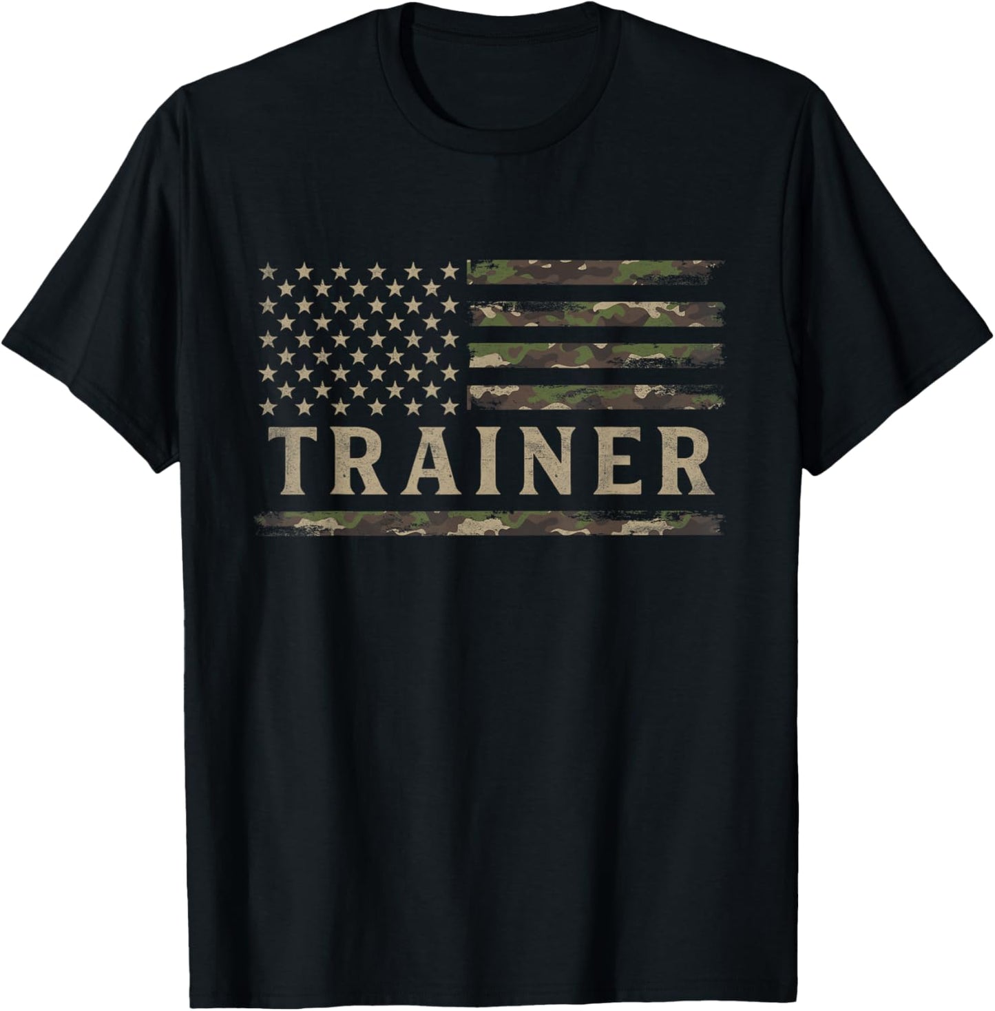 Camo Trainer Camourflage USA Flag Fathers Day Coach T-Shirt - T-Shirt | Black