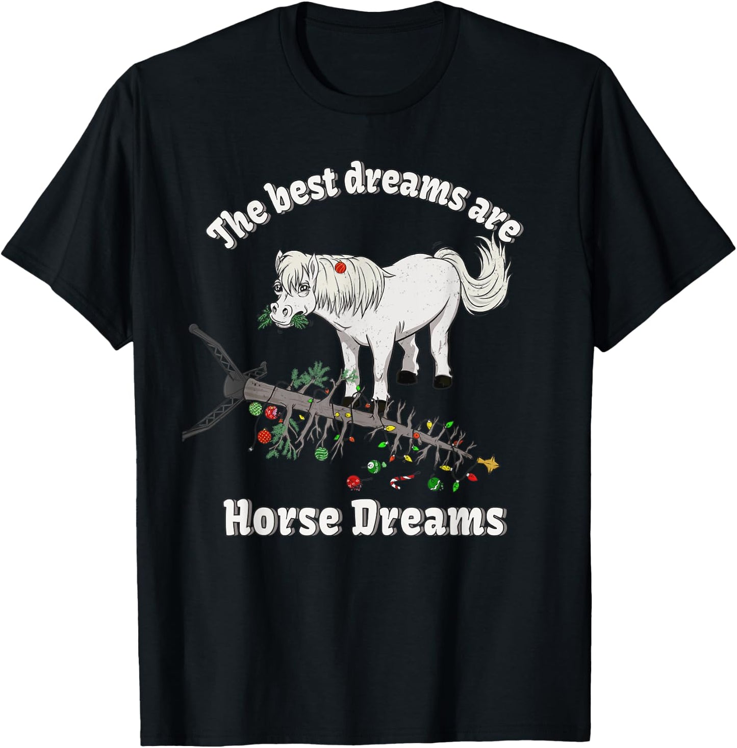 Icelandic Horse riding Shetland Pony Christmas Dreams Gift T-Shirt - T-Shirt | Black