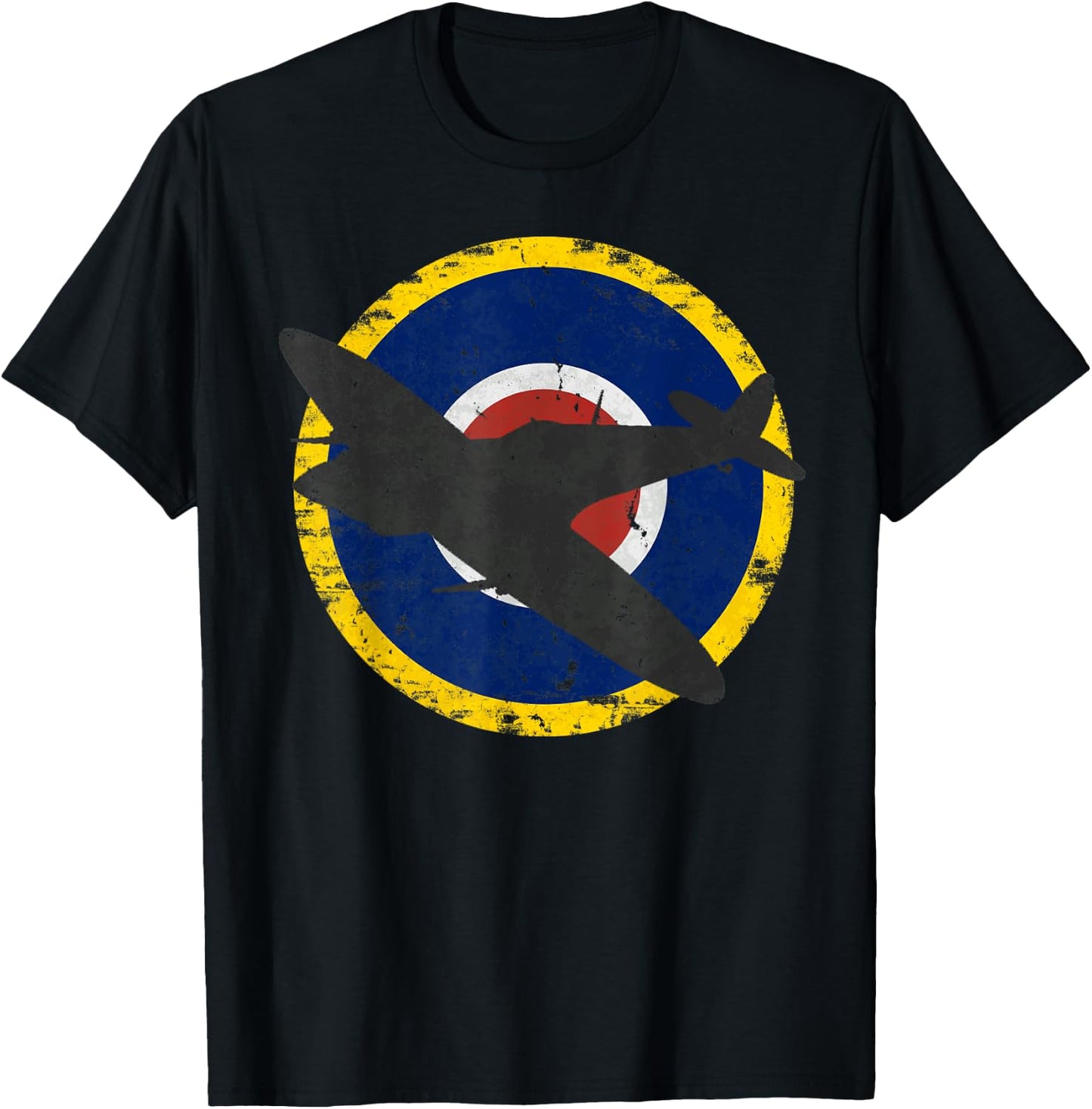 Spitfire British WWII Fighter Vintage Aircraft T-Shirt - T-Shirt | Black