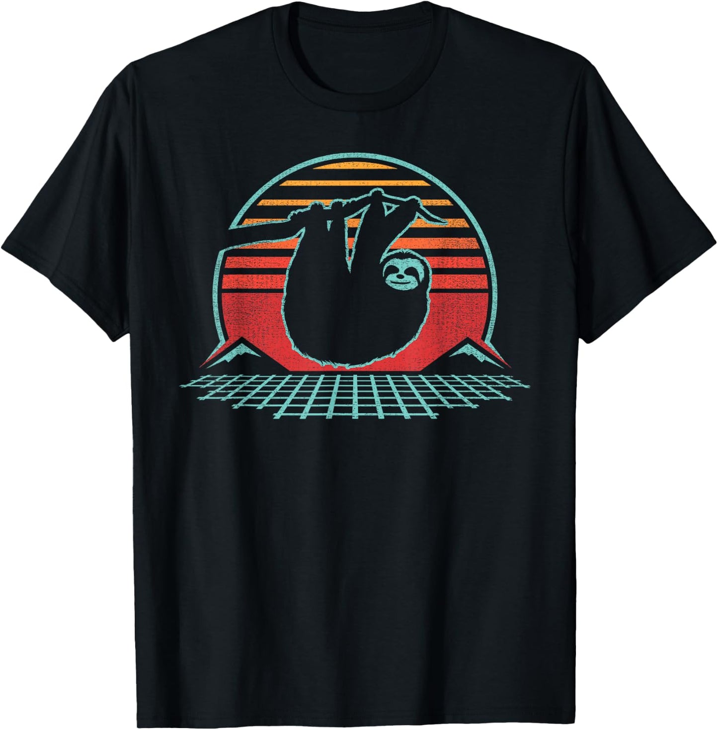 Sloth Lover Animal Retro Vintage 80s Style T-Shirt - T-Shirt | Black