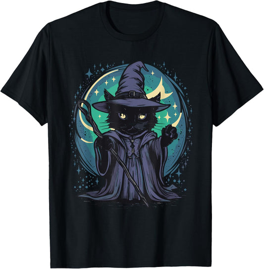 Black Wizard Cat Women Kids T-Shirt - T-Shirt | Black