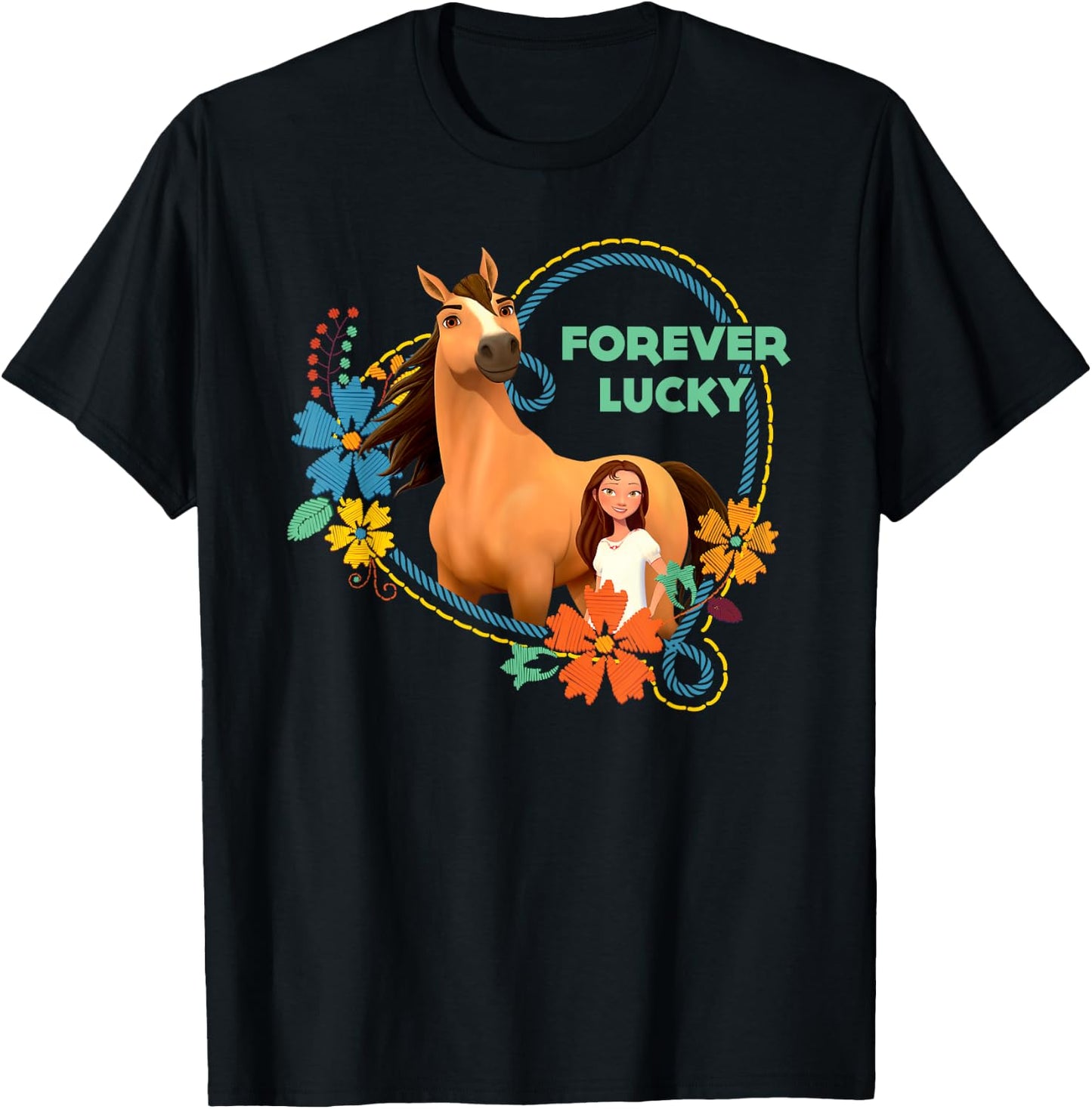 Spirit Riding Free Forever Happy T-Shirt - T-Shirt | Black