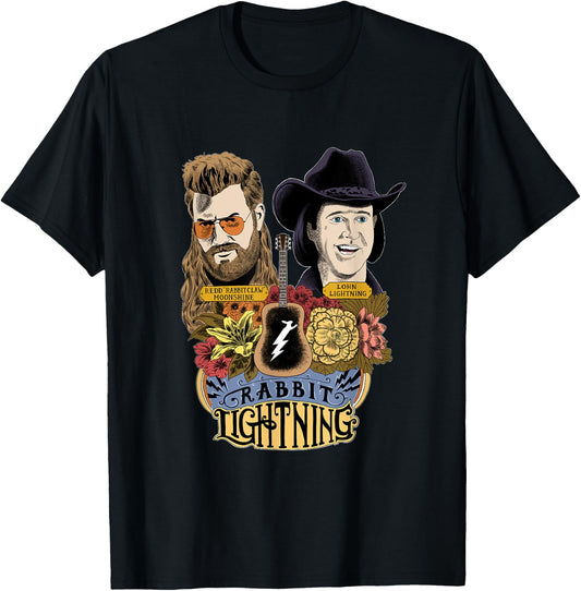 MYTHICAL Rabbit Lightning - Adults - Black - Small - Short Sleeve - Cotton, Polyester - Modern Lightning Print - Novelty T-Shirt - T-Shirt | Black