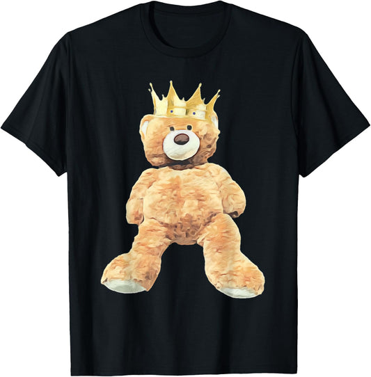 King Crown Teddy Bear T-Shirt - T-Shirt | Black