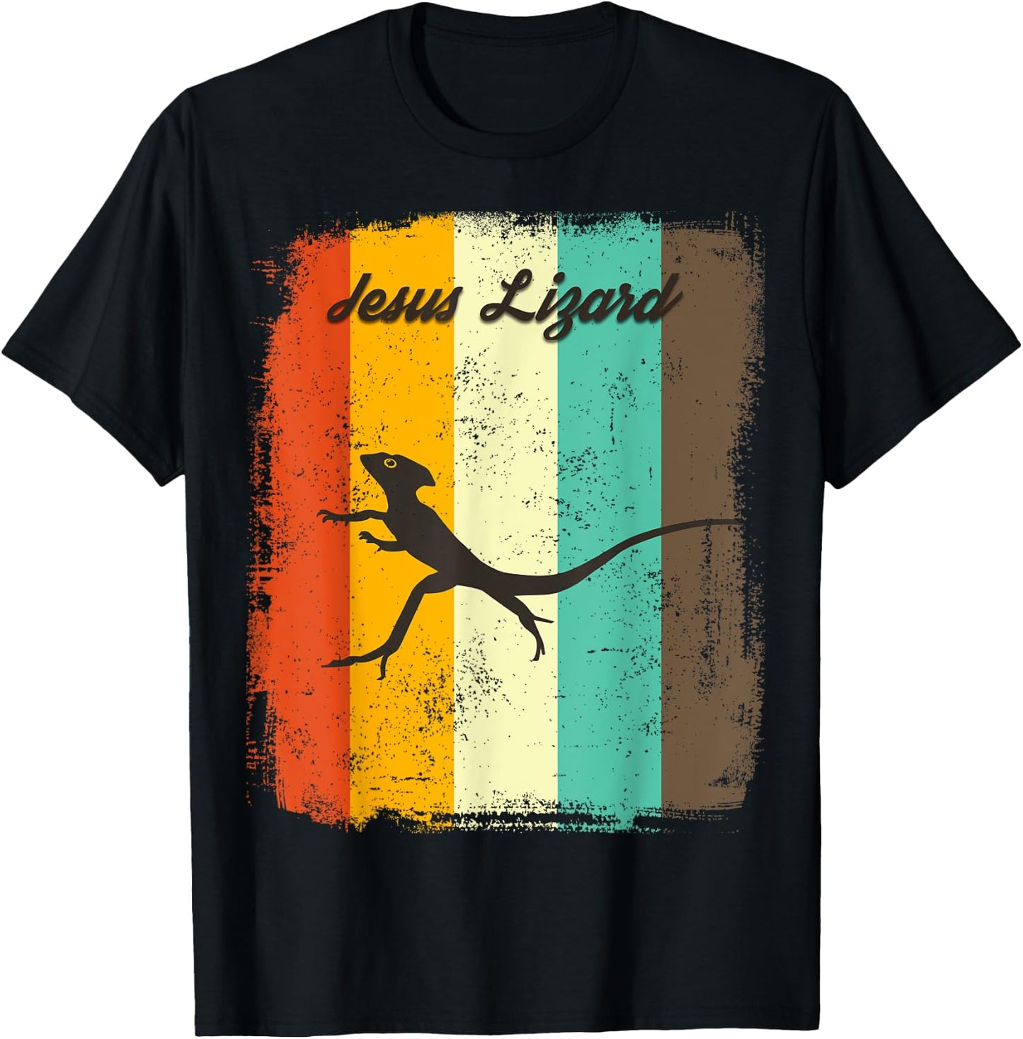 Jesus Lizard Retro 70s Vintage Reptile Lover T-Shirt - T-Shirt | Black