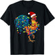 Funny Rooster Chicken Santa Christmas Lights Farmer Pajamas T-Shirt - T-Shirt | Black