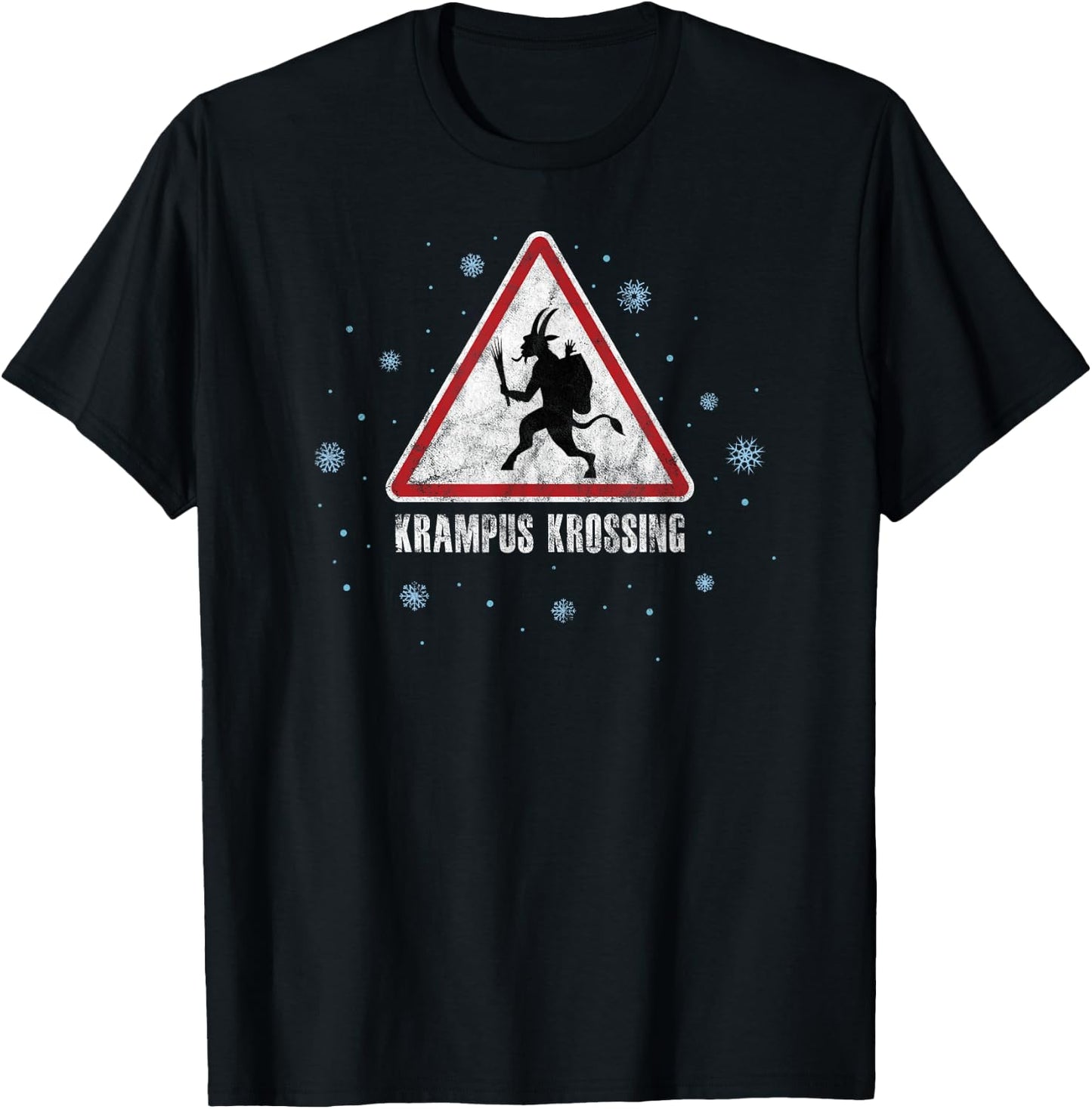 Christmas Krampus Crossing Sign T-Shirt - T-Shirt | Black