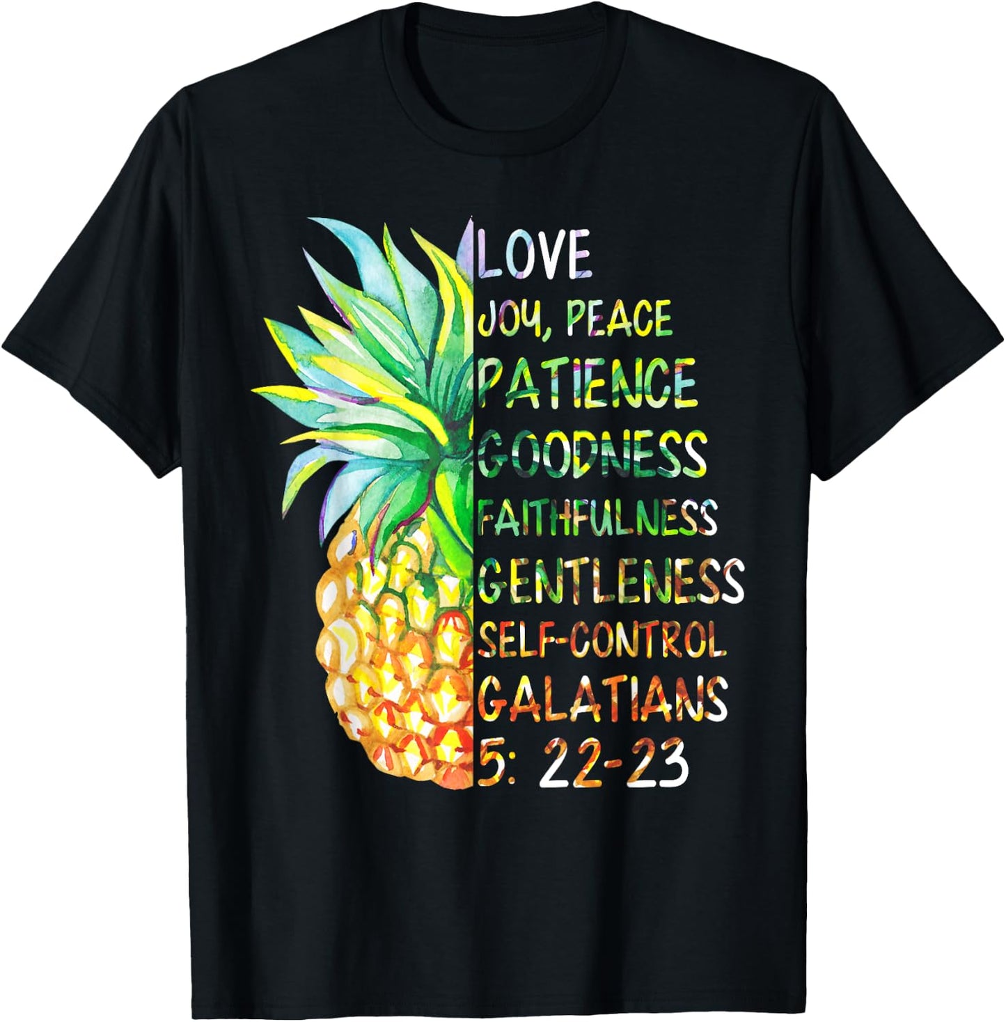 Pineapple Shirt Bible Fruit Of The Spirit Love Joy Peace T-Shirt - T-Shirt | Black