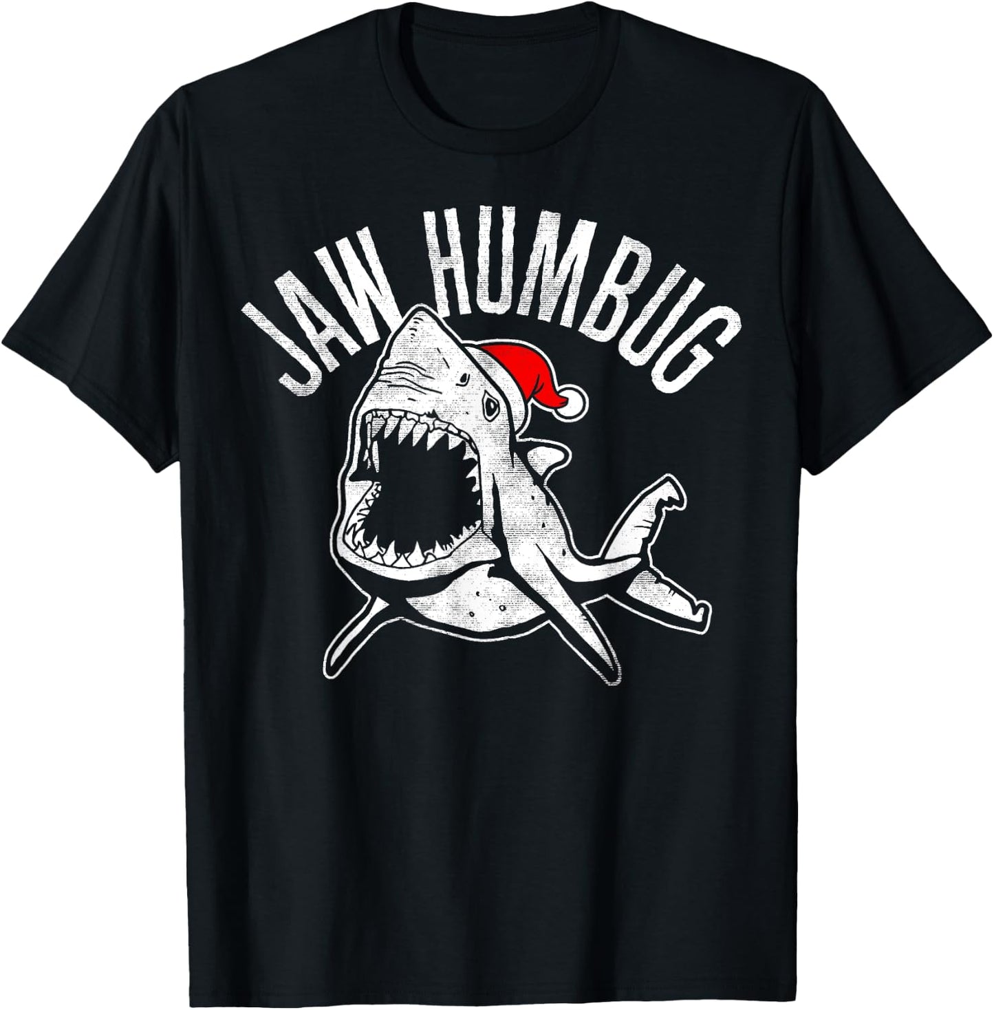 Jaw Humbug Christmas Shark Santa Hat T-Shirt - T-Shirt | Black