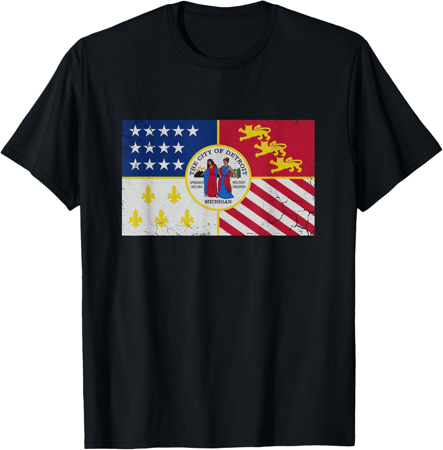 Flag of Detroit Michigan Men Women Kids Family Boys Girls T-Shirt - T-Shirt | Black