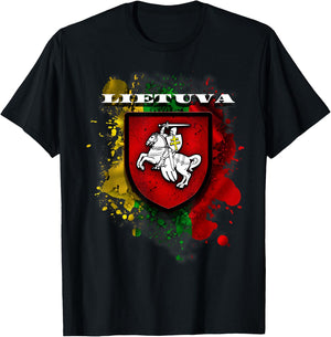 Lithuania Gift National Attributes Flag And Vytis T-Shirt - T-Shirt | Black