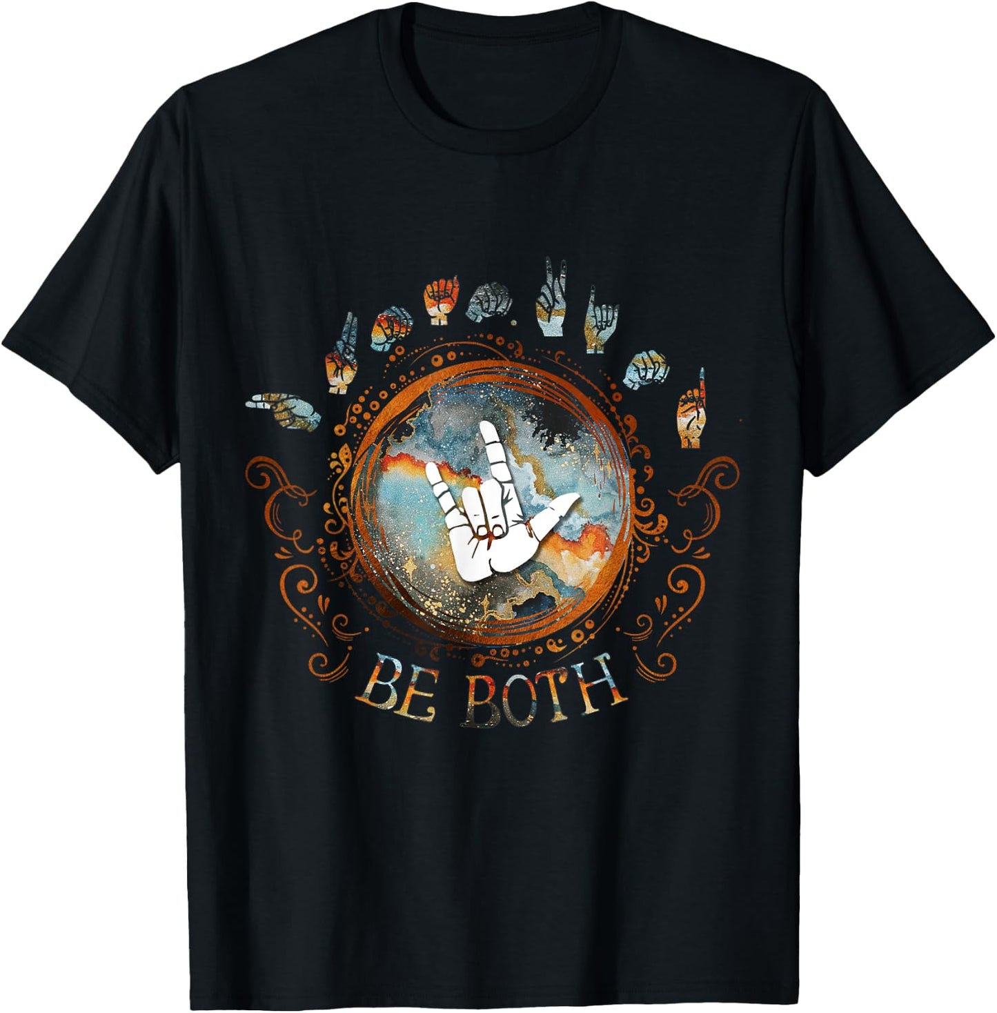 Human Kind Be Both ASL - Sign Language Gift T-Shirt - T-Shirt | Black