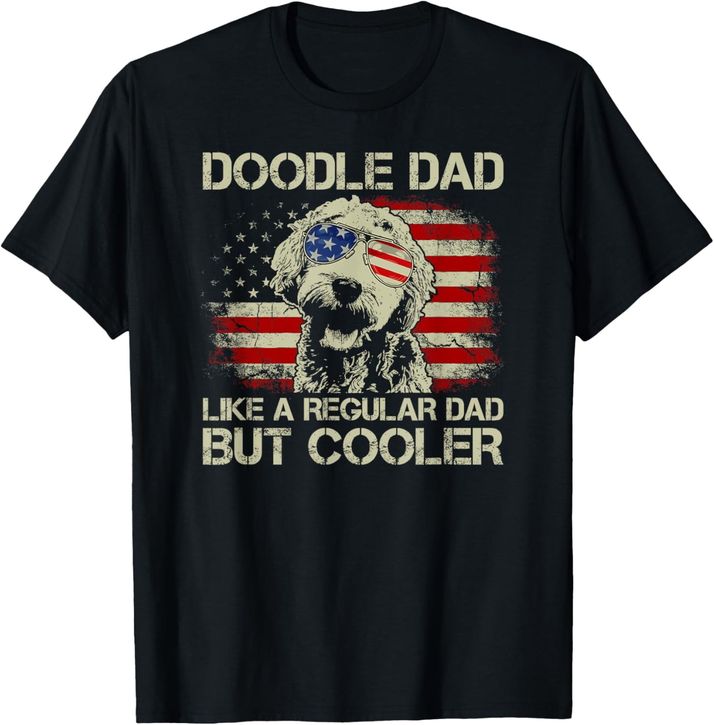 Vintage USA Flag Goldendoodle Doodle Dad Fathers Day T-Shirt - T-Shirt | Black