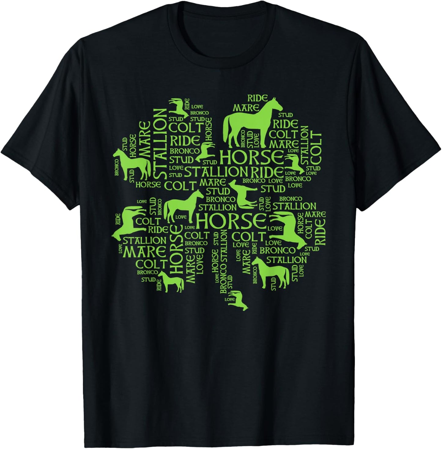 Horse St. Patrick's Day Irish - Clover T-Shirt - T-Shirt | Black
