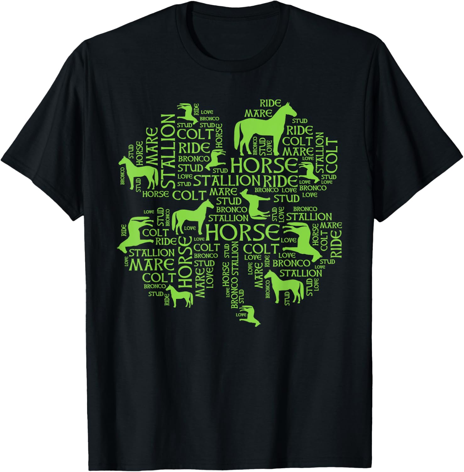 Horse St. Patrick's Day Irish - Clover T-Shirt - T-Shirt | Black