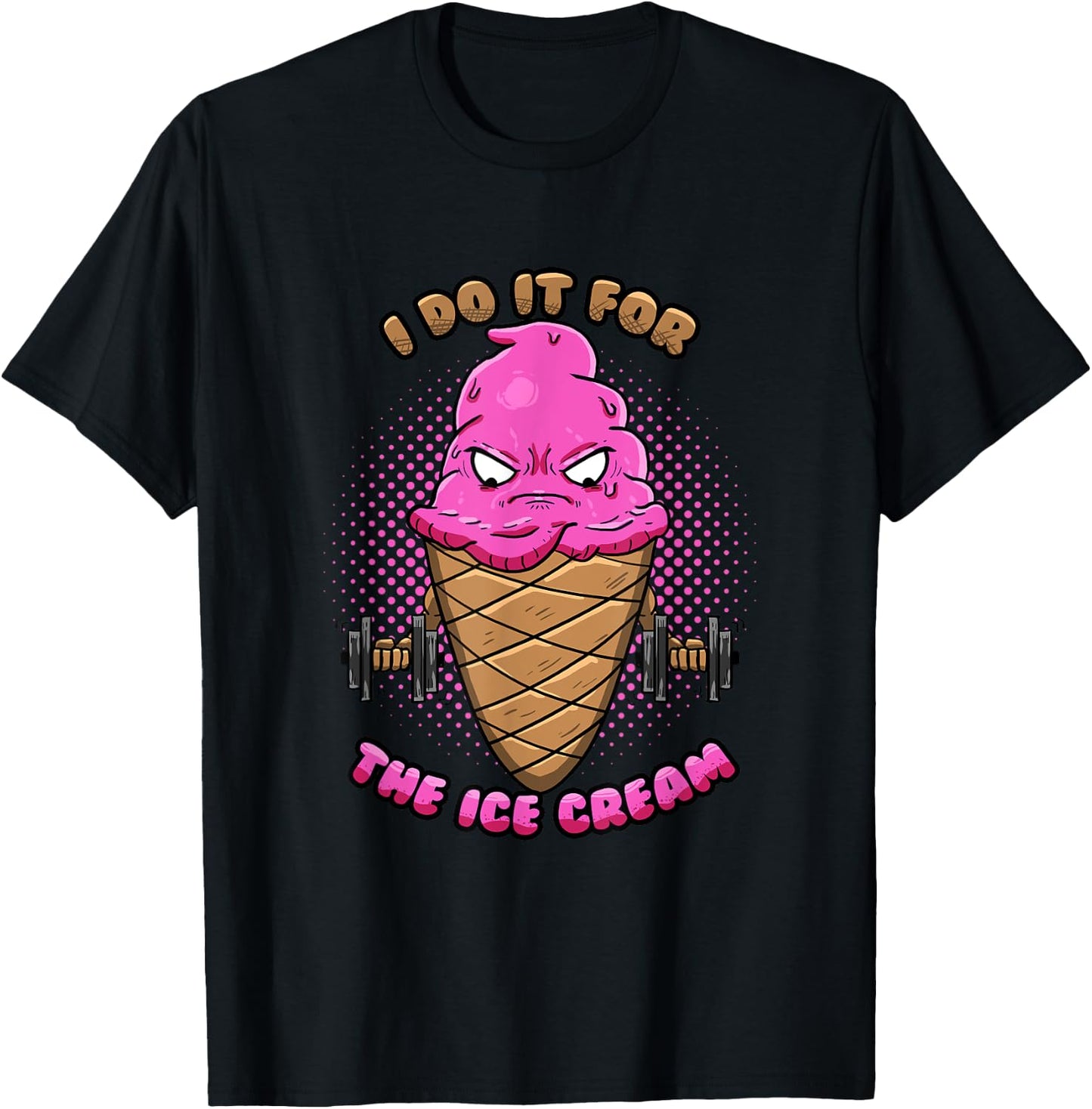 Strawberry Ice Cream Workout Funny Gym Fitness Gift T-Shirt - T-Shirt | Black