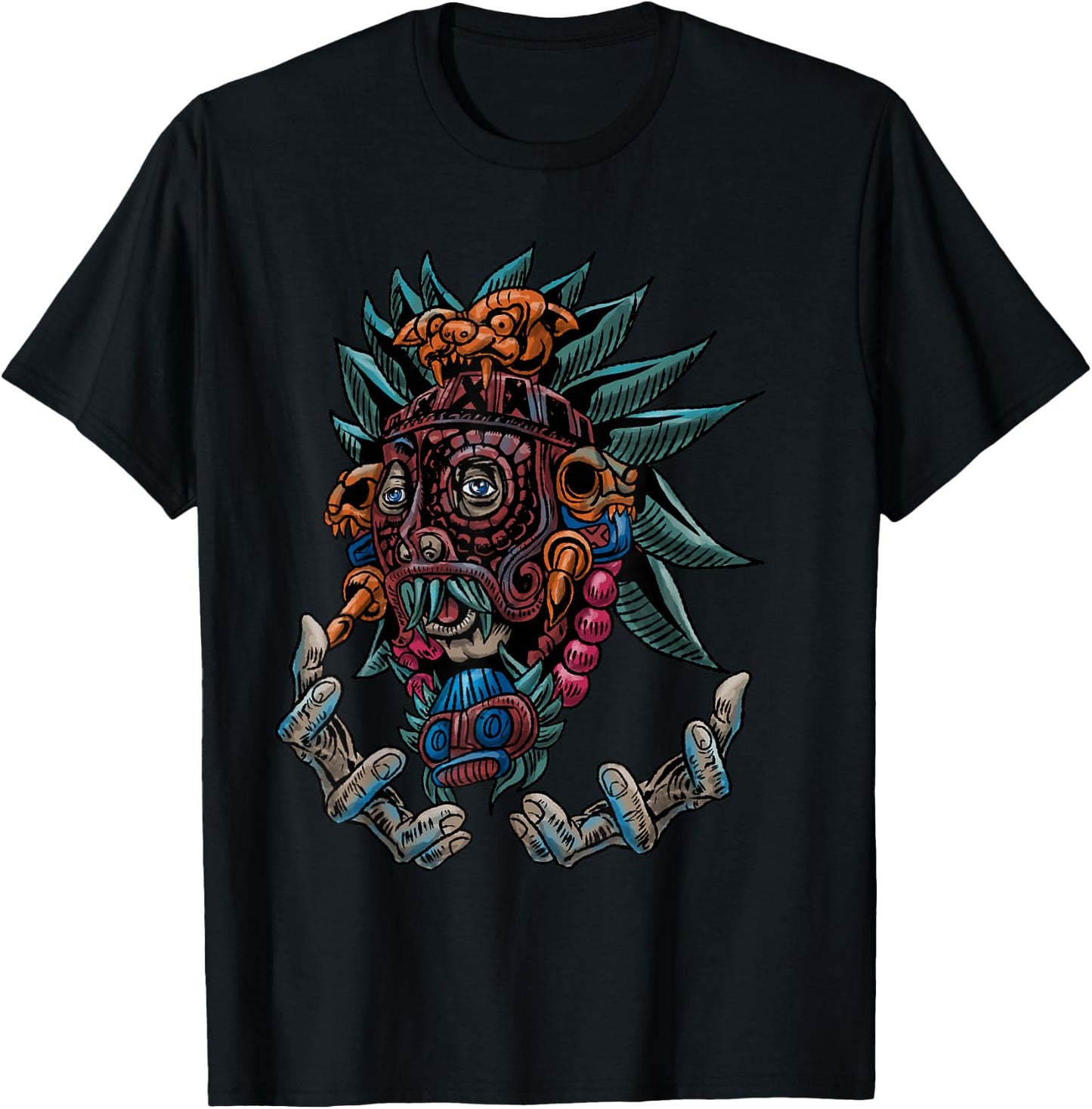 Aztec Warrior Cool Shaman Guardian Inca Maya Gift T-Shirt - T-Shirt | Black