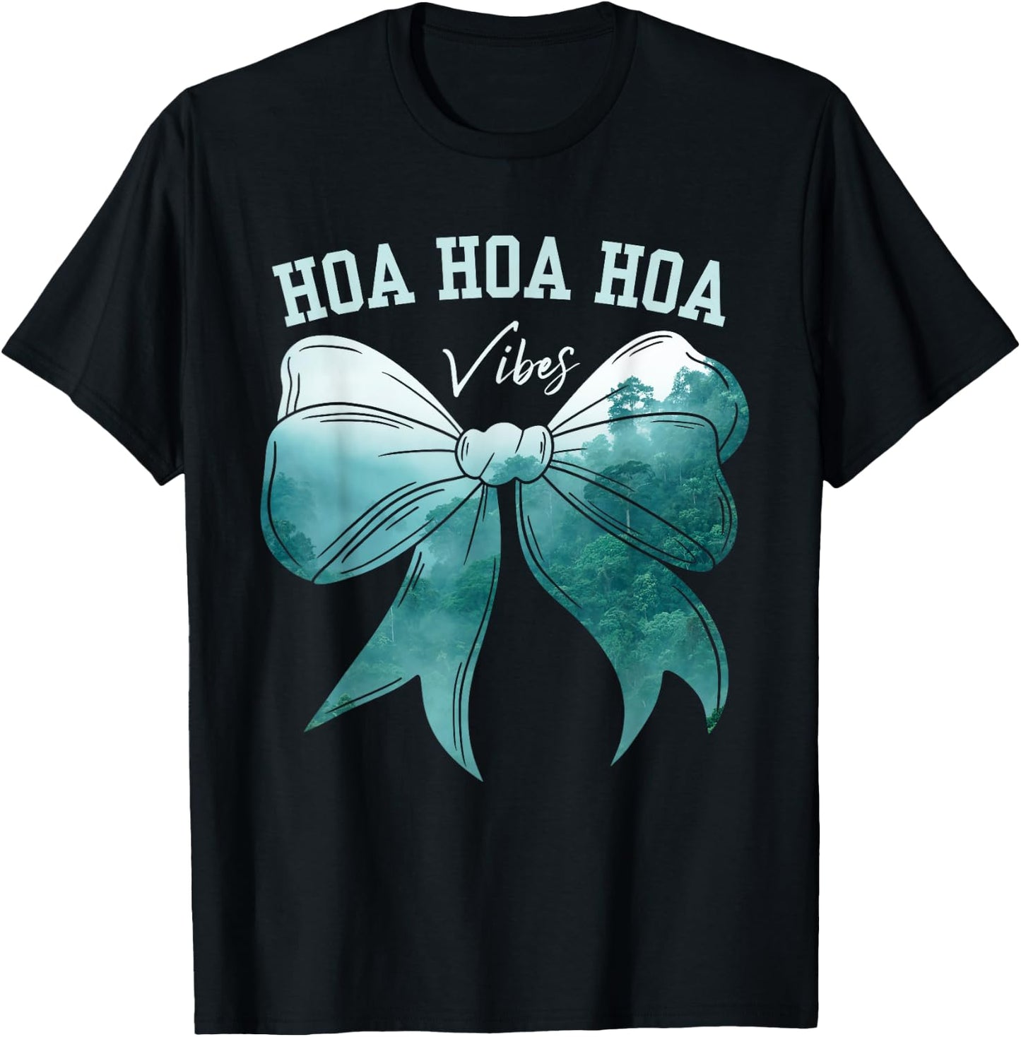 Cute Bow Fall Forest Rainy Gray Weather Hoa Hoa Hoa Vibes T-Shirt - T-Shirt | Black