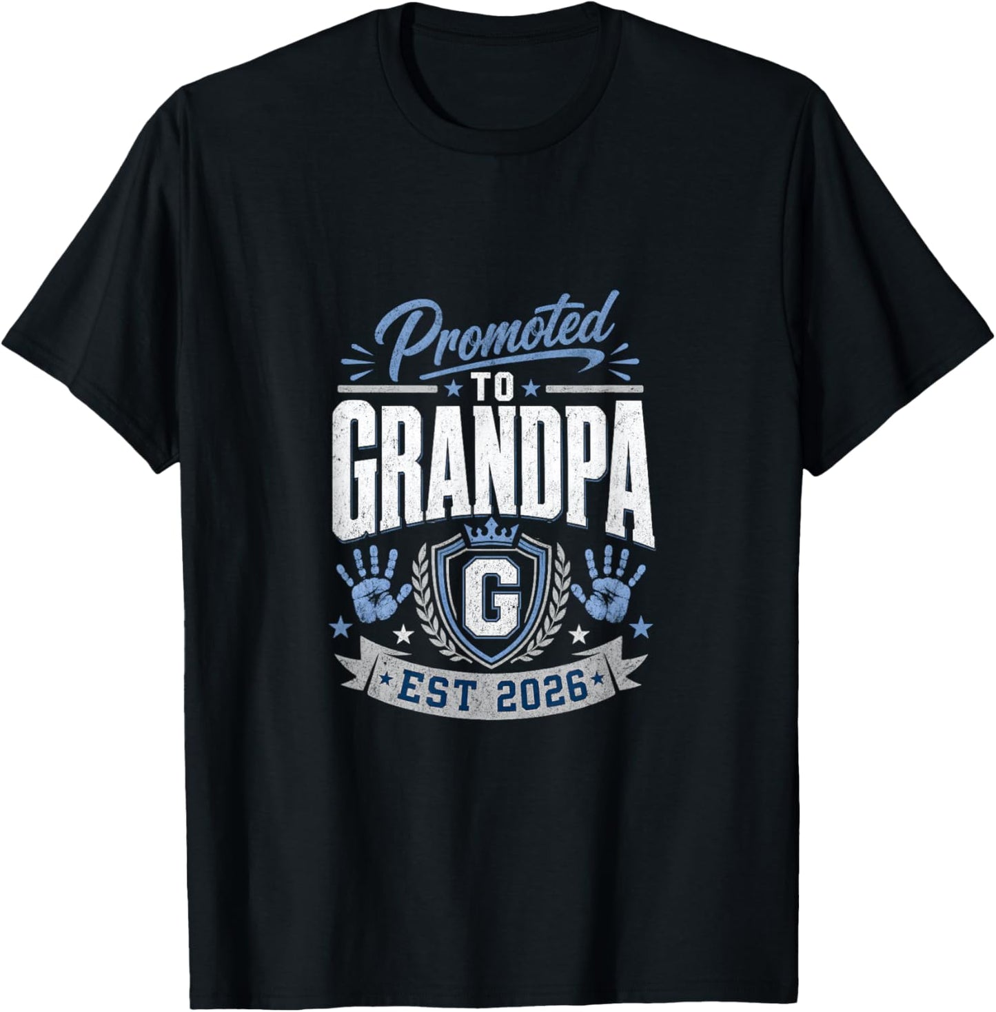 Promoted Grandpa Est 2026 First Time Grandparent T-Shirt - T-Shirt | Black