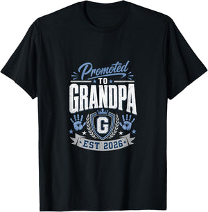 Promoted Grandpa Est 2026 First Time Grandparent T-Shirt - T-Shirt | Black