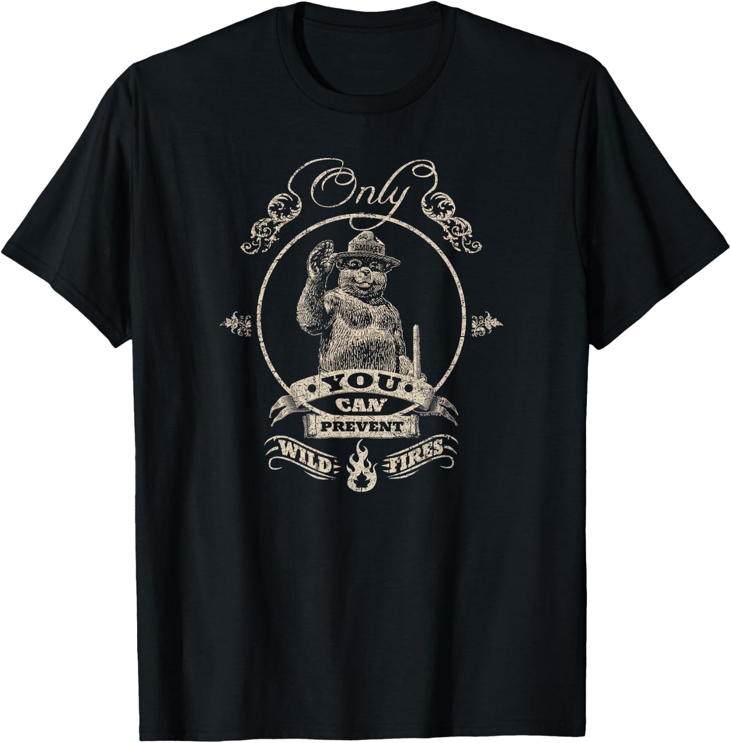 Smokey Bear Smokey Arabesque Version 2 T-Shirt - T-Shirt | Black