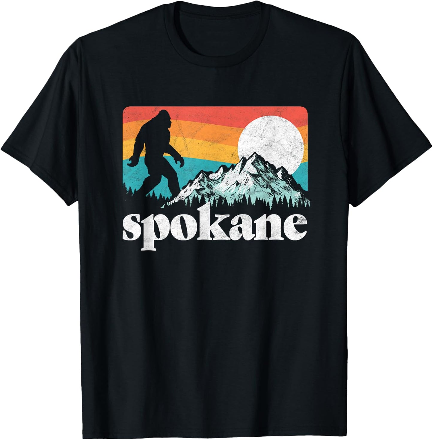 Spokane Washington Bigfoot Mountains T-Shirt - T-Shirt | Black